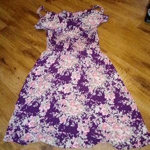 ruffely maroon flower patterned dress for summer